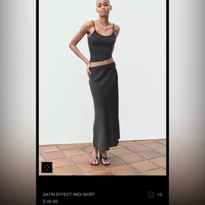 Zara Satin Midi Skirt